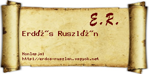 Erdős Ruszlán névjegykártya